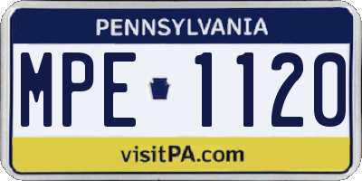 PA license plate MPE1120