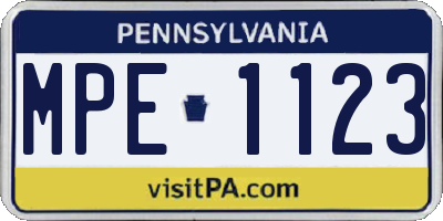 PA license plate MPE1123