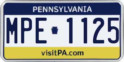 PA license plate MPE1125