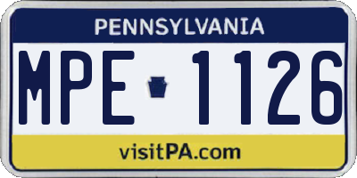 PA license plate MPE1126