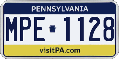 PA license plate MPE1128