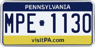 PA license plate MPE1130