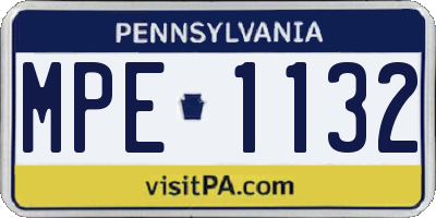 PA license plate MPE1132