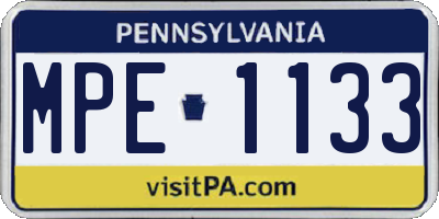 PA license plate MPE1133
