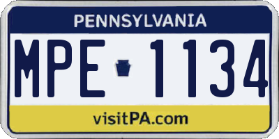 PA license plate MPE1134