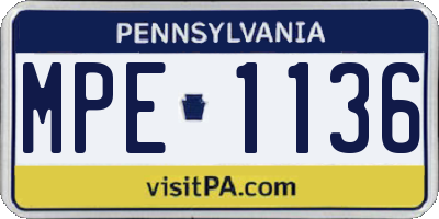 PA license plate MPE1136