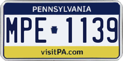 PA license plate MPE1139