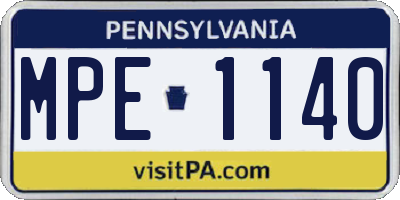 PA license plate MPE1140