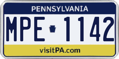 PA license plate MPE1142