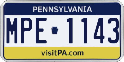 PA license plate MPE1143