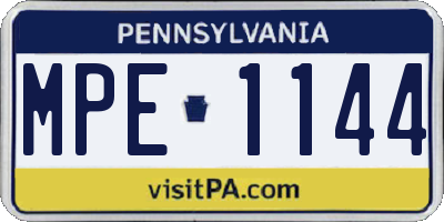 PA license plate MPE1144