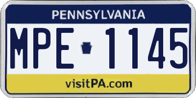 PA license plate MPE1145