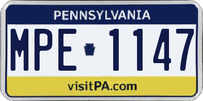 PA license plate MPE1147