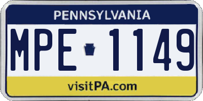 PA license plate MPE1149