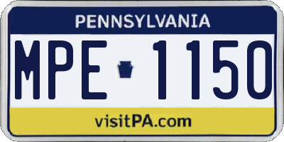 PA license plate MPE1150