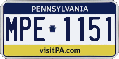 PA license plate MPE1151