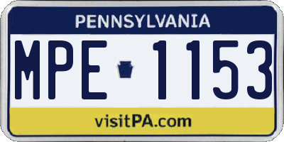 PA license plate MPE1153