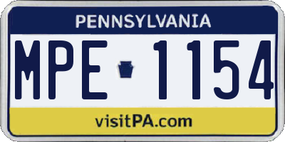 PA license plate MPE1154