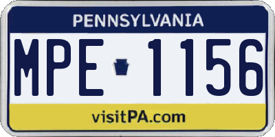 PA license plate MPE1156