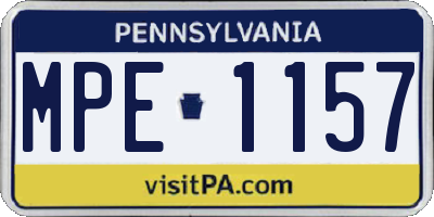 PA license plate MPE1157