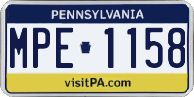 PA license plate MPE1158