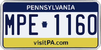 PA license plate MPE1160
