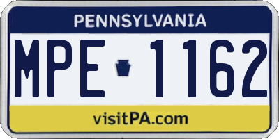 PA license plate MPE1162