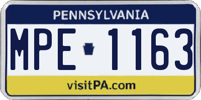 PA license plate MPE1163