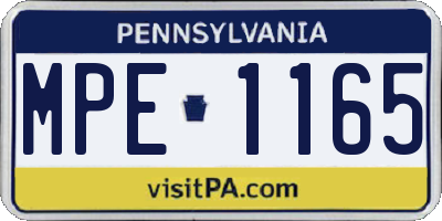PA license plate MPE1165