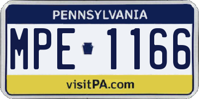 PA license plate MPE1166