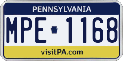 PA license plate MPE1168