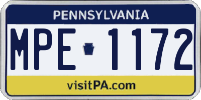 PA license plate MPE1172