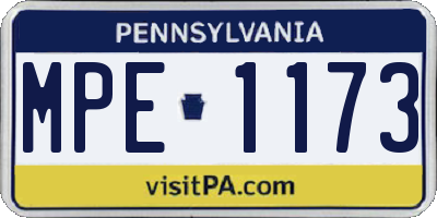 PA license plate MPE1173