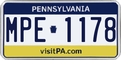 PA license plate MPE1178