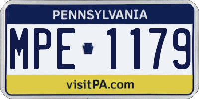 PA license plate MPE1179