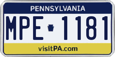 PA license plate MPE1181