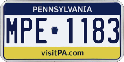 PA license plate MPE1183