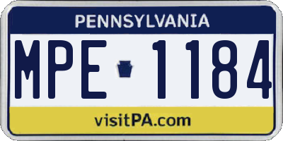 PA license plate MPE1184