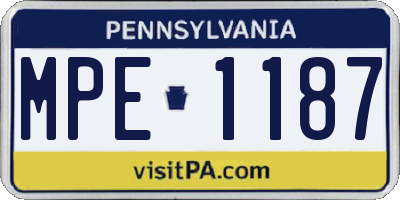 PA license plate MPE1187