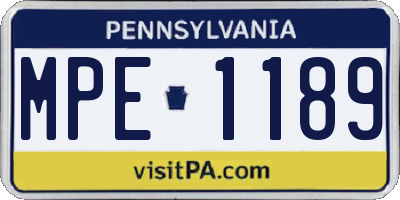 PA license plate MPE1189