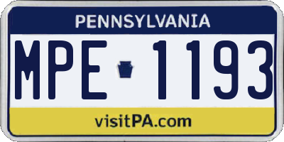 PA license plate MPE1193