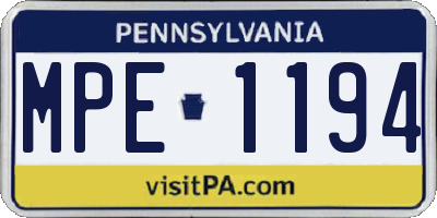 PA license plate MPE1194