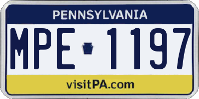 PA license plate MPE1197