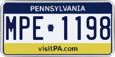 PA license plate MPE1198