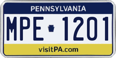 PA license plate MPE1201