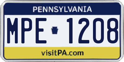 PA license plate MPE1208