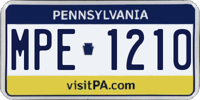 PA license plate MPE1210