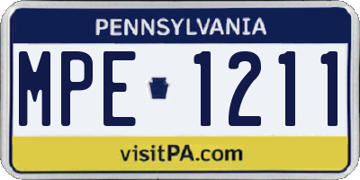 PA license plate MPE1211