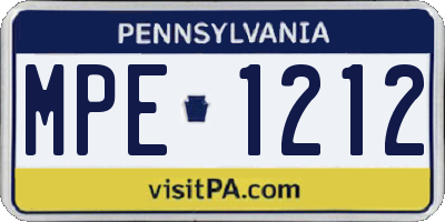 PA license plate MPE1212