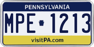 PA license plate MPE1213